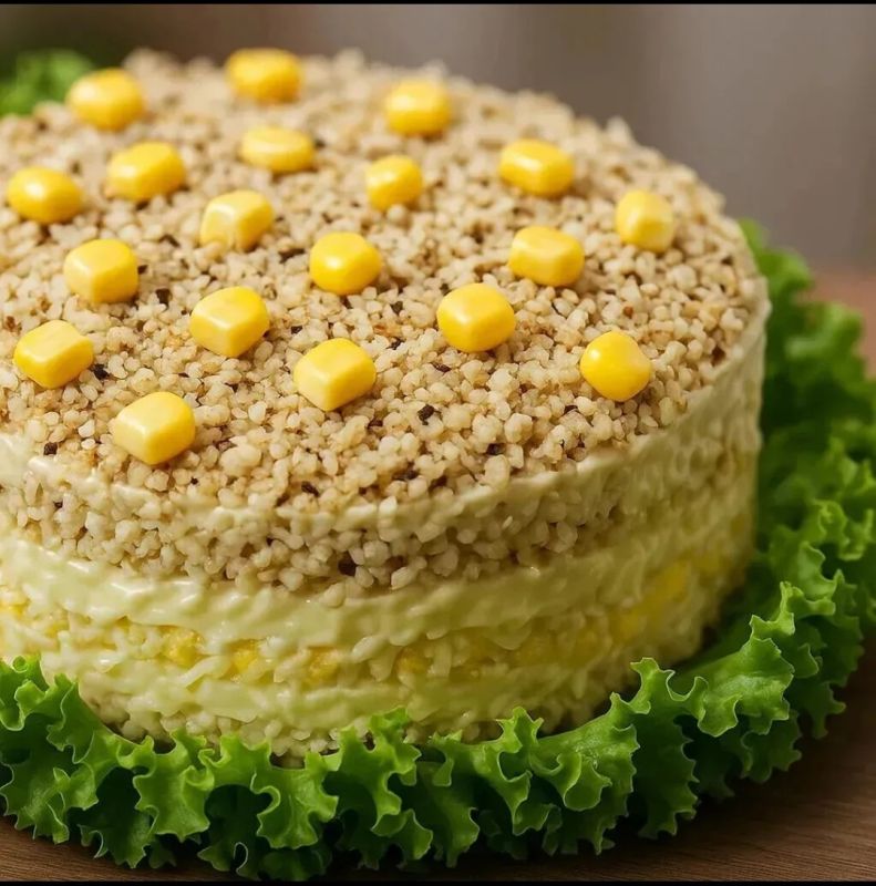 Необычный салат с курицей и ананасами